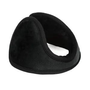 INSPIRE CHIC Unisex Winter Pad Fleece Cover Ear Warmer Back Earmuffs Black