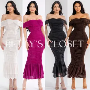 Juliana Pearl Midi Ruffle Dress