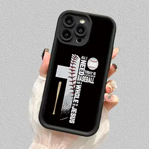 Hot Selling Creative Baseball and Jesus Pattern Mobile Phone Case, Suitable for iPhone 16/15/14/13/12/11/XS/XR/X/7/8 Plus/Pro/Max/Mini - Creative Fashion Design, Suitable for Men and Women, Give to Friends, Family, Boyfriend, Girlfriend