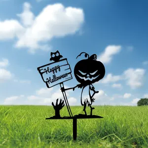 1pc Striking Happy Halloween Yard Stake - Durable Outdoor Decor for Garden & Patio, Ideal Housewarming or Halloween Gift Funny Halloween Yard Zombie Decor, Halloween Decor,Halloween Zombie Kid Garden Stake Ornaments Decoration