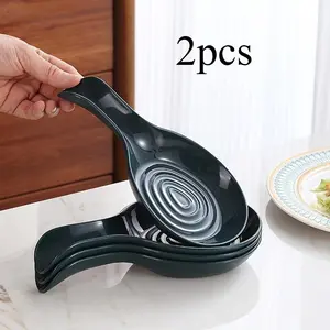 2pcs Kitchen Spoon Rest Set - Durable, Non-Toxic Plastic Utensil Holders for Stovetop & Countertop - Stylish & Safe Cooking Accessories Kitchenware