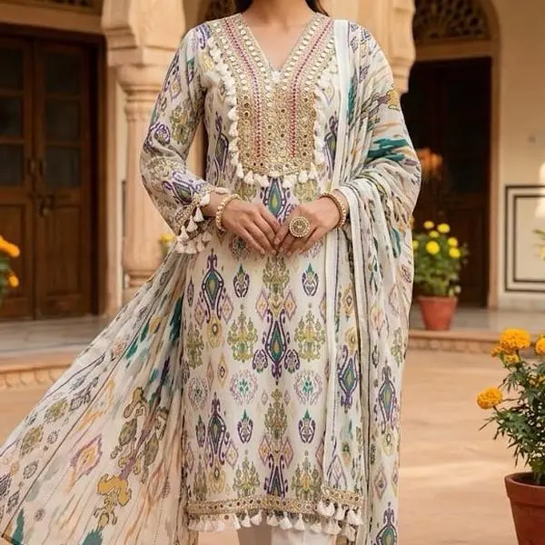 Premium Cotton suit with pent plazo and dupptta