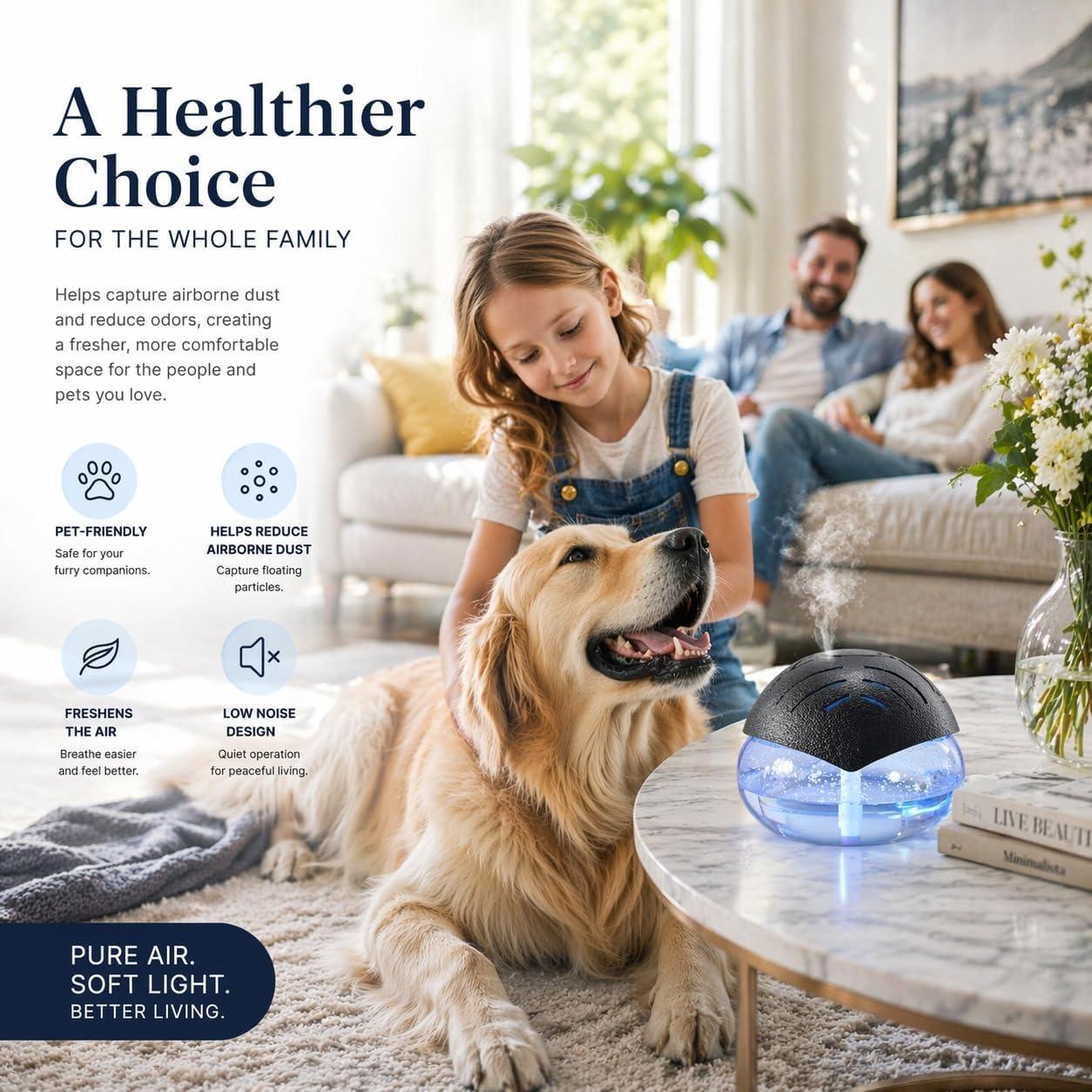 ZUVV Water-Based Purifier Air Washer, Air Revitalizer & Freshener, Air Fresher with 7 LED Color Changing Light for Rooms Summer , Survivals,Summer Wig