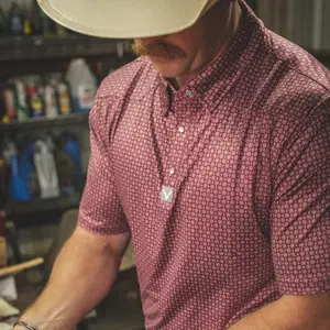 Vexil Brand – Polo - Geo | Maroon Golf Polo Menswear Top Outdoor Hunting Fishing Polyester Casual Fabric