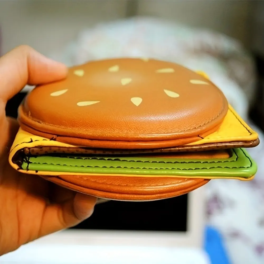 Cute Burger Shaped Wallet for Women, Novelty Cartoon Coin Purse, Perfect Fun Gift for Parties & Daily Use