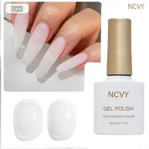 NCVY Jelly White Gel Nail Polish, 10ml/0.35oz Nail Polish, long-lasting formula with LED curing, salon quality, perfect for DIY at home, ideal gift for Valentine's Day and spring/summer, safe formula free of HEMA, Gel Manicure
