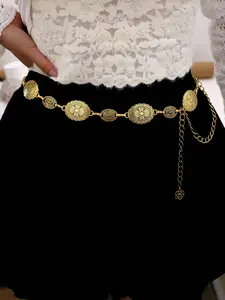 Adjustable Plated Chain Belt, Non-Tarnish Boho Style Accessory for Dresses & Skirts, Elegant Waist Jewelry
