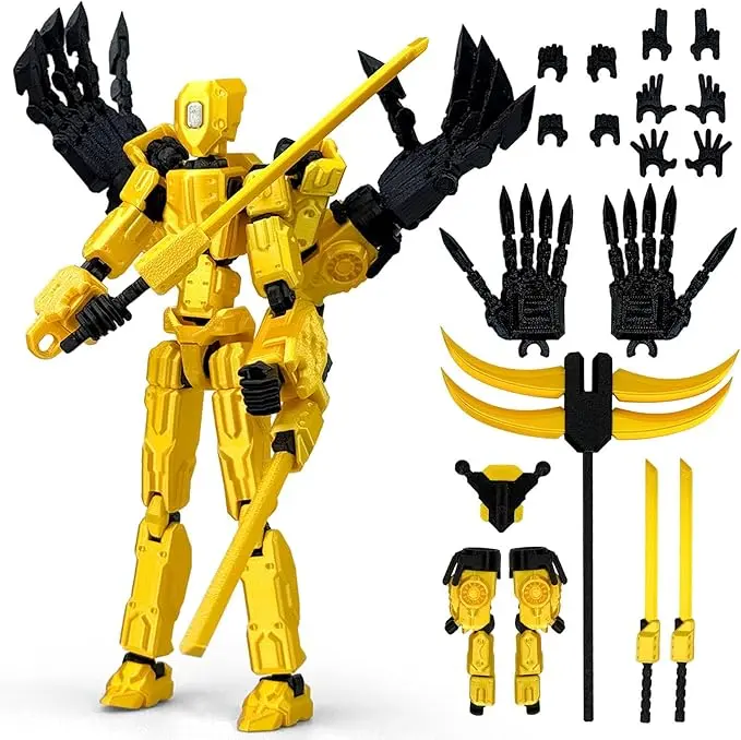 Cool T13 Full Assembly 3D Printed Multi-Jointed Articulated Figure - Movable Figurine with Interchangeable Parts, Unisex DIY Toys & Hobbies Accessory, Desktop Decor for Video Game Fans