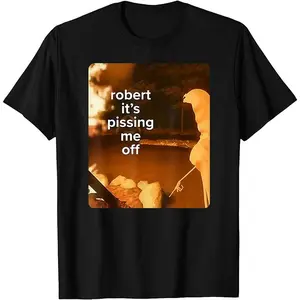 🎮[100% Cotton][Graphic Tee]Robert "It's Pissing Me Off" Marcus the Worm Funny T-Shirt, VRChat Inspired Unisex Tee, Casual Summer Shirt, Full Color Cotton Top, Gift for Men & Women, Trendy Streetwear Crewneck, Black Shortsleeve Tee, Comfortable Fit