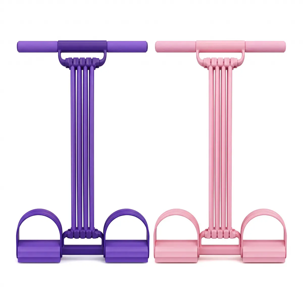 8-Tube Resistant Bands, 3-in-1 Pedal Exerciser with Natural Latex Tubes for Abs at Home, Leg Workouts & Back Pain Relief