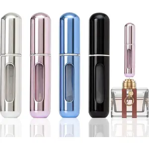 Portable Mini Refillable Perfume Atomizer Bottle, Travel Size Refillable Perfume Refill Bottle - Perfume Atomizer Refillables, Scent Pump Case, Small Perfume Spray 4 Pcs Pack of 5 ml Aluminium Durable