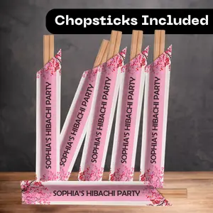 Personalized Chopsticks, Personalized Hibachi Chopsticks Sleeve, Cherry Blossom Theme, Hibachi Party, Hibachi Dinner Chopsticks, Chopsticks