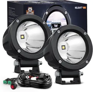 Nilight Led Light Pods 2PCS 3" Spot Round Led Offroad Fog Light 1065LM Built-in EMC Driving Lights Auxiliary Light w/18AWG DT Wiring Harness Kit for Motorcycle SUV ATV Truck Boat Automotive Vehicle