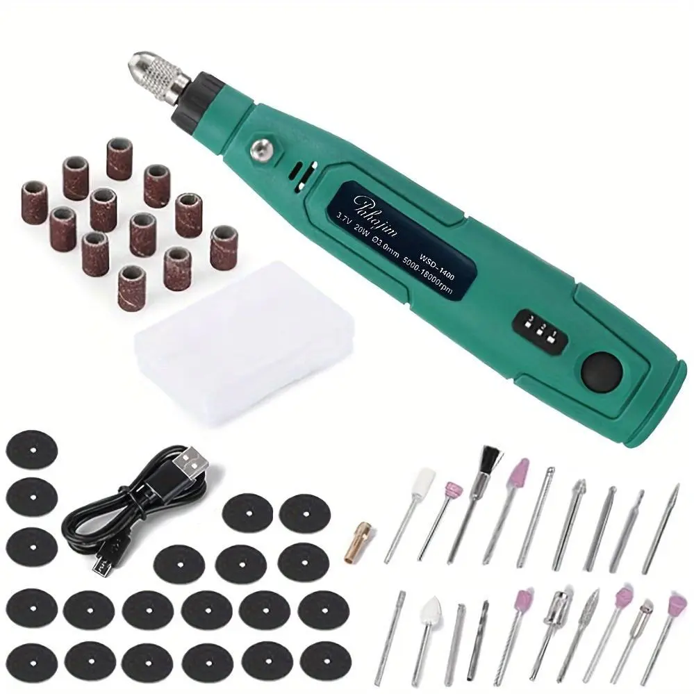 Mini Cordless Rotary Tool Set 3.7V USB Rechargeable, 3 Speed 44pcs Rotary Tool Kit for Sanding, Polishing, Drilling, Etching, Engraving And DIY Creations