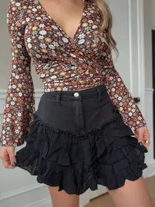 Hadley Ruffled Denim Mini Skort