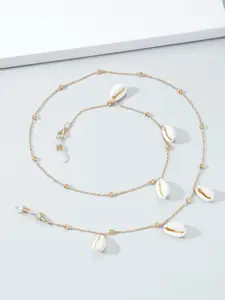 Boho Beach Vacation Shell Beaded Metal Chain Eyeglass Strap, Glasses Grips, Anti-Drop Design, Stylish Accessory for Sunglasses & Glasses