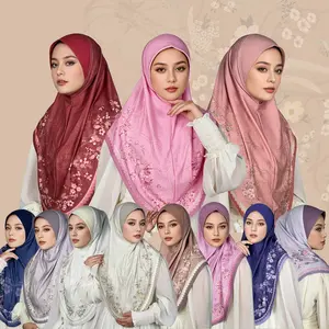 Middle East Ramadan Eid Hijab |   Crystal Fabric with Hot-fix Rhinestone Print, Malay-style Headscarf, Airplane Cap Design Sheer Scarf, Festive Party Wear Decorative Headwrap |   Breathable, Fitted, Hand Wash Care