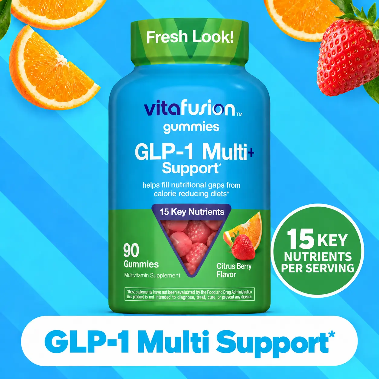 [Vitafusion] GLP-1 Support Multi+ - Helps fill nutritional gaps from calorie-reducing diets - 15 Key Nutrients - 90 Gummies