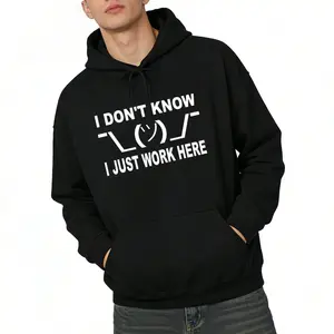 Workplace Humor Hoodie – I Just Work Here Shrug Emoji Design