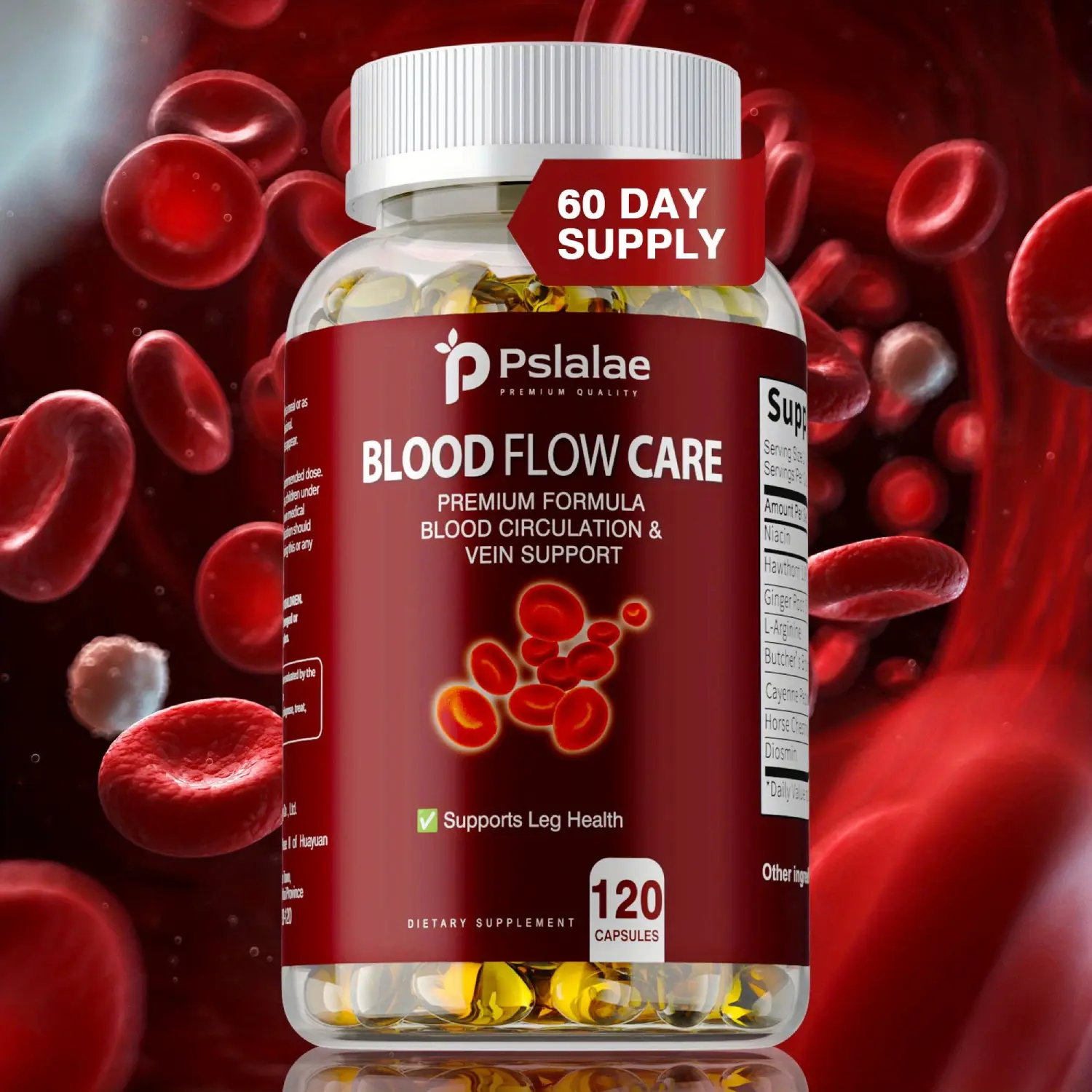 Blood Flow Supplement With Niacin Hawthorn Berry Ginger Root Circulation Heart Support 120 Capsules