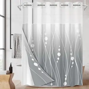 1pc Gradient Double-Layer Shower Curtain, Polyester, Mold-Resistant, Waterproof, Wall-Mounted, Bathroom, All Seasons, Gift Idea, Bathroom Curtains