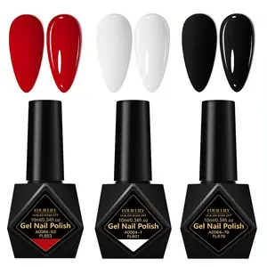 FourLily 3PCS Dark Rose Color Nail Gel Polish Set, New Popular Red White Black Soak Off UV Gel Nail Polish, DIY Manicure Set for Home, Night Rose Colors Nail Art Set, Perfect for Beginners & Home Manicures, Great Gift for Women & Girls