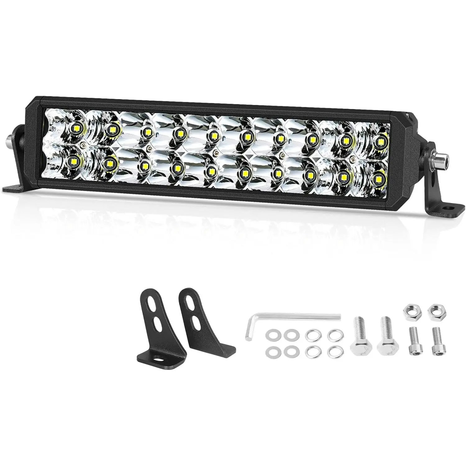 12 Inch Light Bar 60W Super Bright Spot Flood Combo Light IP68 Off Road LED Headlight Bar for UTV ATV 4 Wheeler Jeep Wrangler Truck Pickup Golf Cart