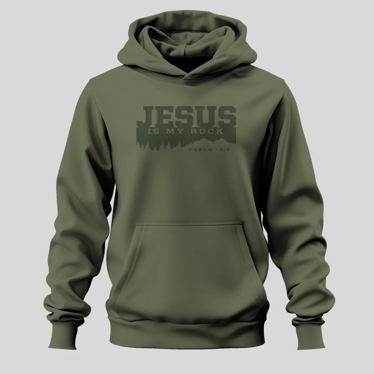 Menswear Kerusso Men's Hoodie Sweatshirt - Jesus Is My Rock, Ribbed Details, Relaxed Fit, Casual Style