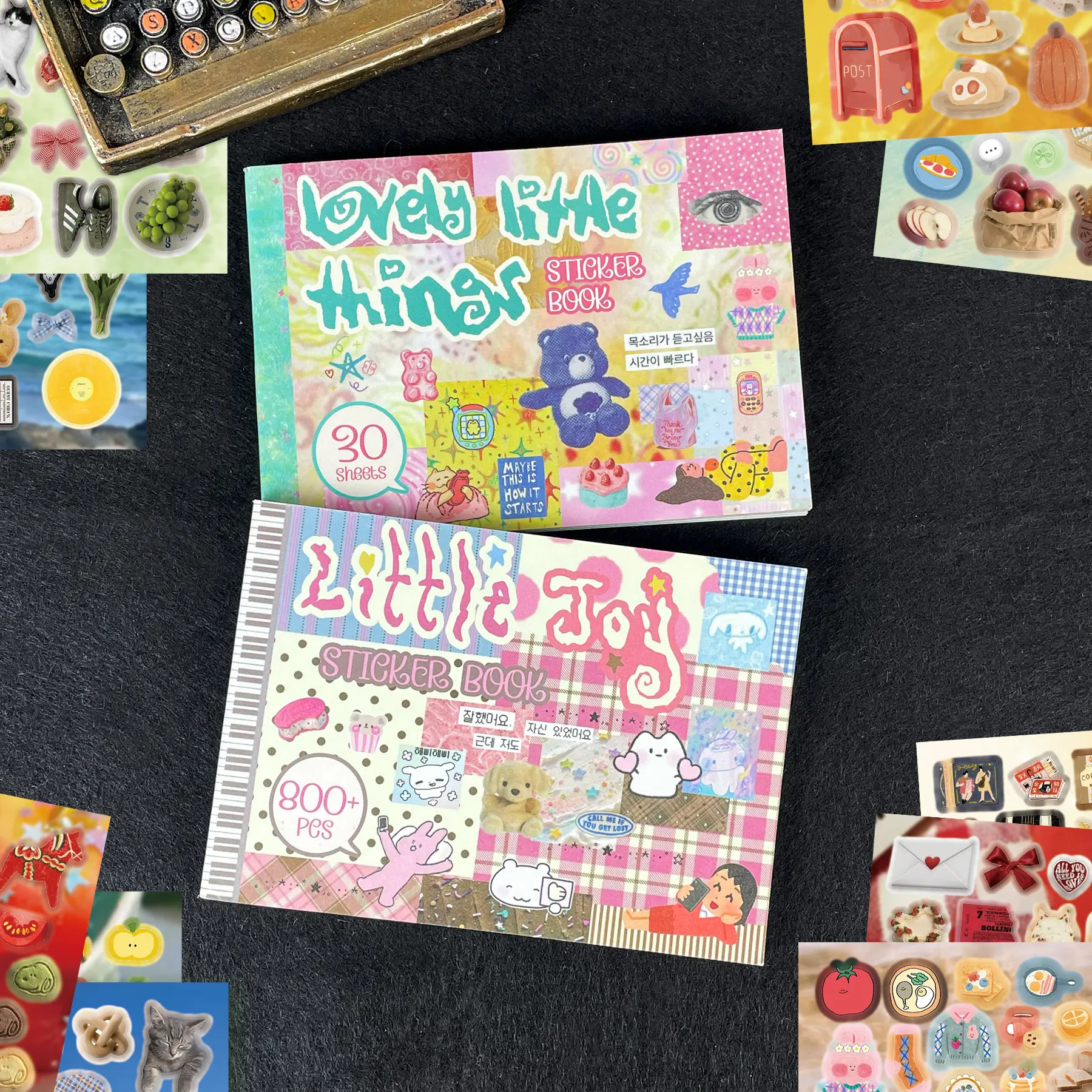 PRSTINCOL Korean Art Sticker Book - 30 Sheets Decorative Aesthetic Decals, DIY Supplies for Journaling & Scrapbooking, Kawaii Accessories for Smartphones, Planners & Cellphone Casings, Smartphone