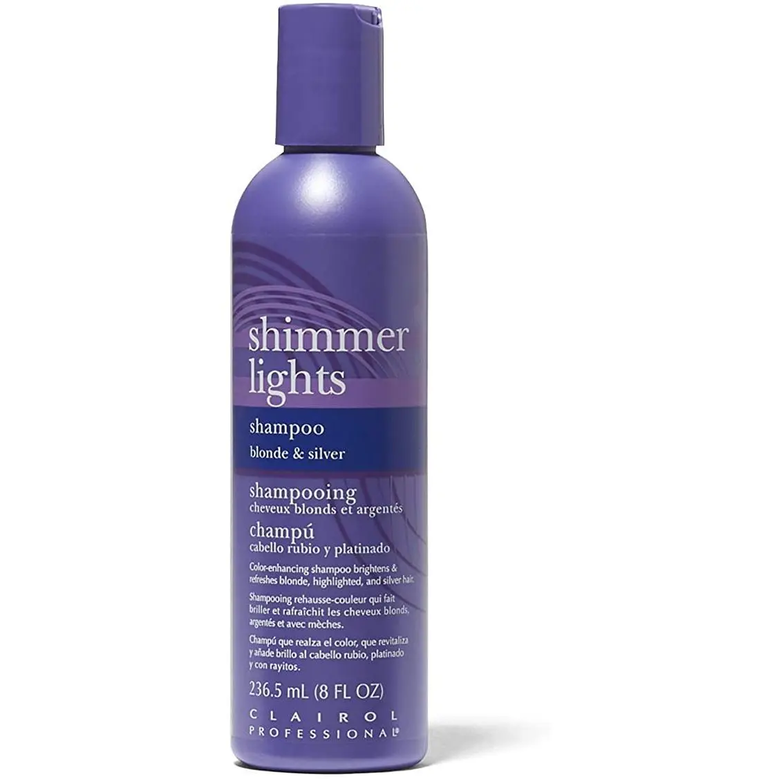 Clairol Shimmer Lights Shampoo, Brightening & Color Depositing Haircare, Neutralizes Brass & Yellow Tones for Blonde, Silver & Gray Hair, 8 oz, Cleanser