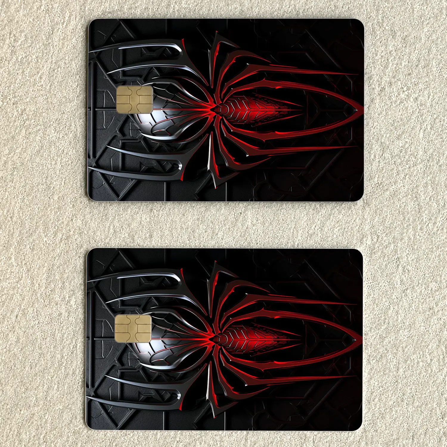 Red Black Spider Card Skin, Dark Metallic Spider Credit Debit Card Sticker, Gothic Web Inspired Card Cover, Edgy Wallet Accessory