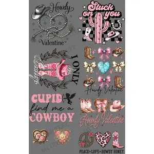 HOWDY VALENTINE (1) PREMADE GANGSHEET - 22X36 DTF TRANSFERS - DIRECT TO FILM