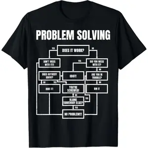 Cotton Men Problem Solving Flow Chart T-Shirt Ideal Geek Nerd Humorous Gift