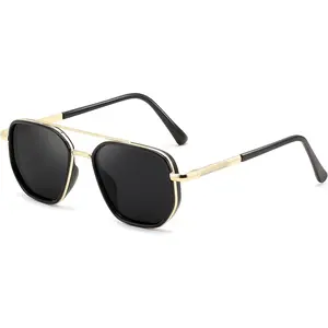 FEISEDY Polarized Aviator Sunglasses for Men Square Retro Metal Frame UV 400 Protection TAC Lens B0329