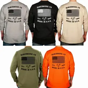#Benchmark FR Flagship USA Flame Resistant Shirt Sweatshirt, Mens Pullover Printed Shirt, Menswear Graphic Hoodie, Unisex Tshirt FG1