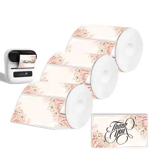 Floral Pattern Thermal Printer Paper, 500pcs/3 Rolls Waterproof & Oil-proof Label Sticker, Self Adhesive Label for Phomemo M110/M220 Printer