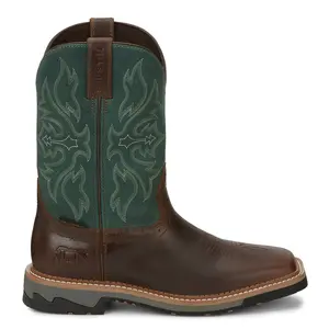 Justin Original Workboots Mens Bolt 11 Inch Waterproof Soft Toe Work/Duty - Brown, Green Justin Original Workboots Mens Bolt 11 Inch Waterproof Soft Toe Work/Duty - Brown, Green