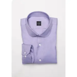 Purple Twill Pima Cotton Shirt - Club Collar