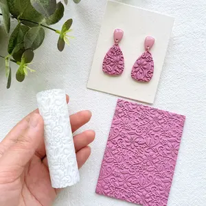 Polymer clay texture rollers, DIY earring moulds, 3D embossing rollers, jewellery-making tools, suitable for DIY earrings, brooches, pendants and polymer clay, as well as craft decorations