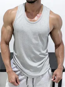 Men's Muscle-Fit Ribbed Tank Top, Quick-Dry Breathable Sleeveless Fitness T-Shirt, Workout Running Training Apparel, Tight Sports Vest, Show off Your Muscles