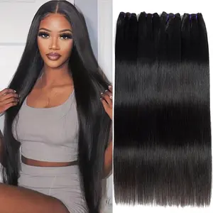 Karlami 12A Human Hair Bundles Straight Bundles Human Hair 26 28 30 Inch 100% Unprocessed Brazilian Virgin Hair For Women Quick Weave Natural Black Color Extensions