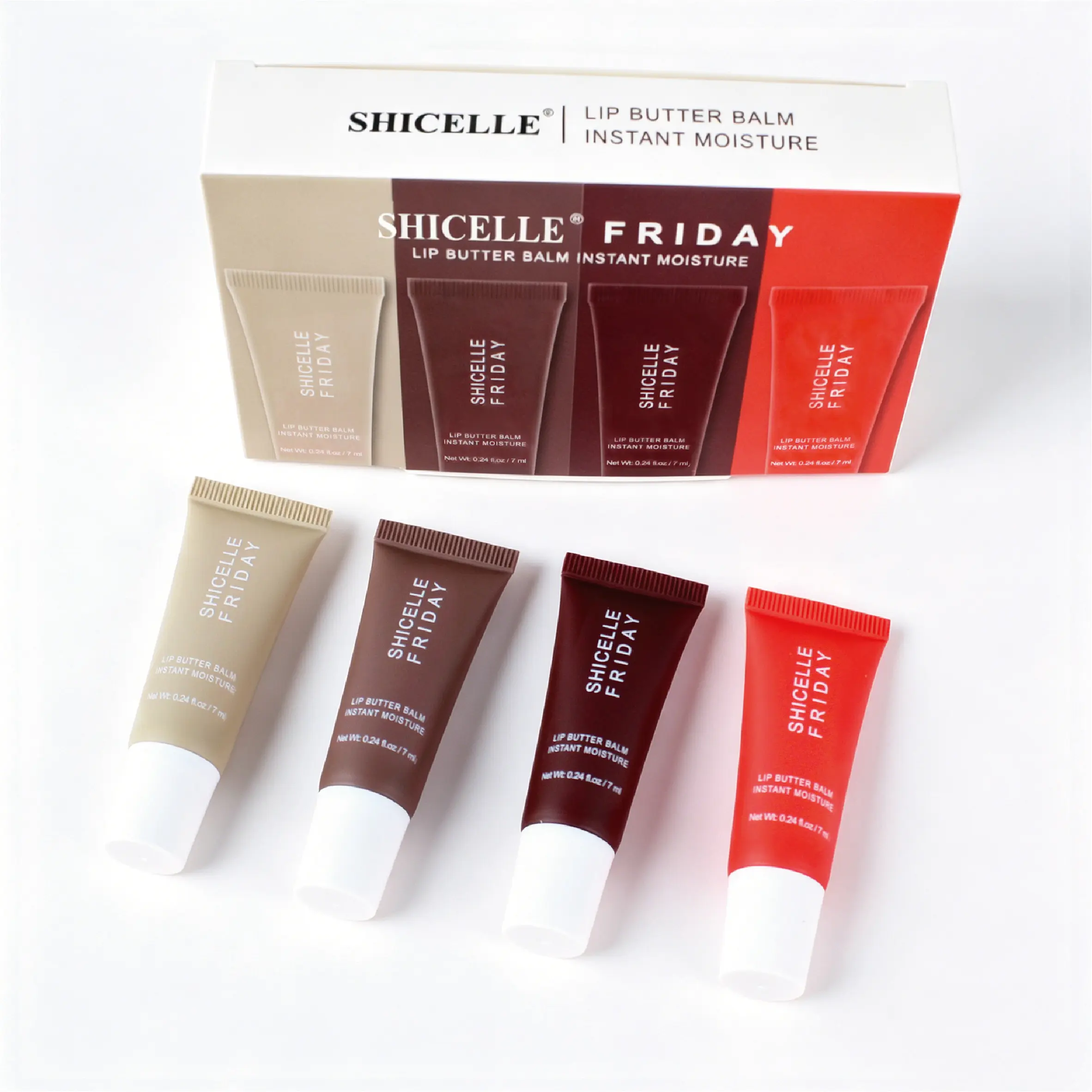 4-in-1 Mini Lip Butter Balm Multi-Pack, Gentle Moisturizing Hydrating Care for Smooth, Nourished Lips, Glossy Cosmetic Product, Moisturizer, Lip Care