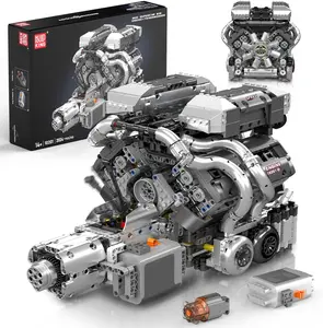 Mould King 10201 W16 Engine Model Kit - Build Your Own Cars 4-Speed Transmission Engine That Works - DIY STEM Project for Kids Teens Hobby Building Blocks Kit for Adults 2024 Pcs