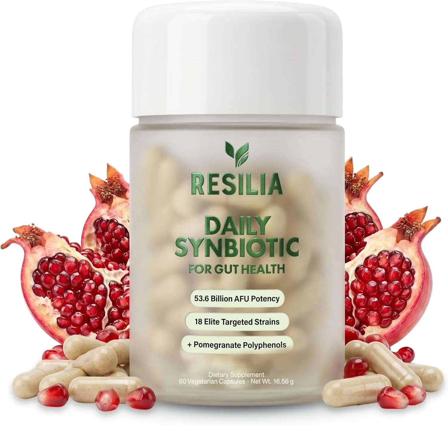 Resilia Synbiotic Supplement with Probiotics & Prebiotics for Women & Men, 60 Capsules – Supports Healthcare & Fitness Goals