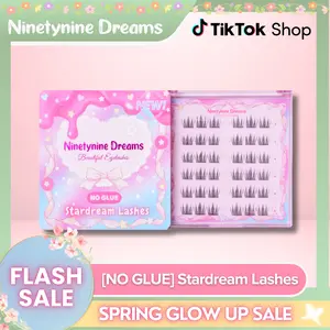Ninetynine Dreams [NO GLUE] Stardream Self-Adhesive Lashes | Press-On No Glue Required Lash Clusters 8-12mm C+ Curl — Fluffy Spiky Anime Manhua Style Beginner-Friendly Reusable Lashes with Ultra-Thin Self-Stick Band Synthetic Makeup Daily Cosmetic