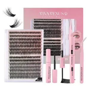 Eye Lash Clusters Extension Kit 280Pcs Individual Eyelash Extension Kit, D Curl 9-16Mm Makeup Cosmetic
