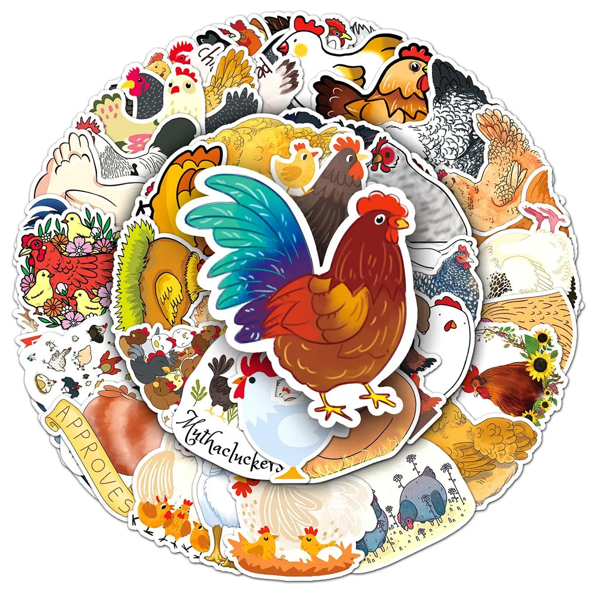50pcs Cartoon Chicken Sticker Set, Fun Stickers, Scrapbooking & Journal Making DIY Craft Paper, PVC Waterproof DIY Decorative Sticker For Stationery Computer Water Bottle Skateboard