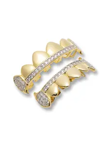 Horizontal bar smooth hip-hop big gold tooth braces, a must-have accessory for rappers, a unique gift, suitable for both men and women, hip-hop street style, Teeth Braces