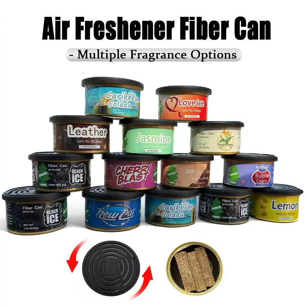 60-Day Fiber Car Air Freshener Can - 12 Scents Include Coconut, Vanilla, New Car, Lemon, Cherry, Jasmine, Car Fragrance, Car Deodorizer