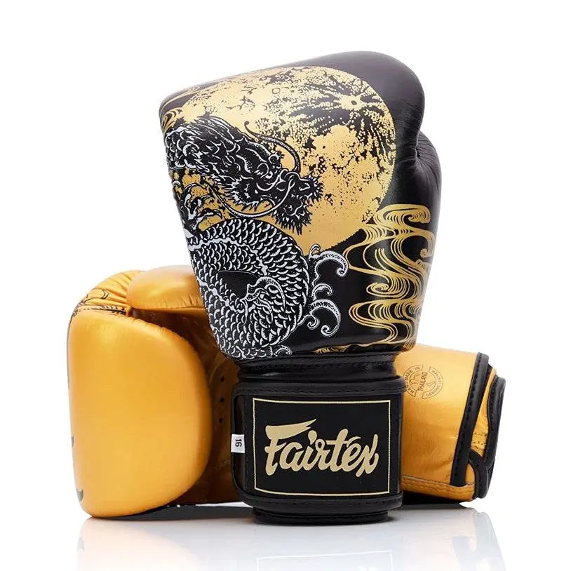 Fairtex BGV26 Harmony Unisex Multi-Size Premium Muay Thai Boxing Gloves - Limited Edition, Phoenix/Dragon Design, Shock-Absorb Training Boxing Equipment, Genuine Leather, Ventilation System
